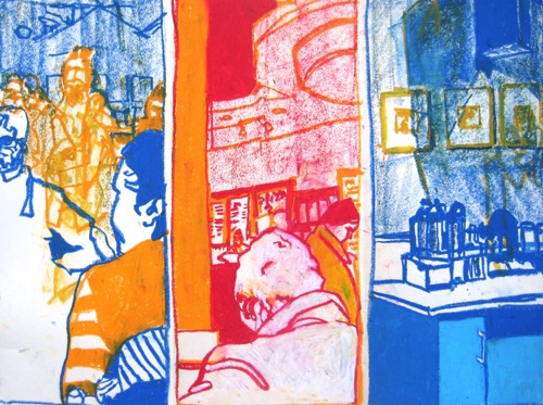 After Work #3 Starbucks Astor Place;
Oil Pastel/Paper, 2015;
18 x 24 in. After Work #3 Starbucks Astor Place;
Oil Pastel/Paper, 2015;
18 x 24 in.